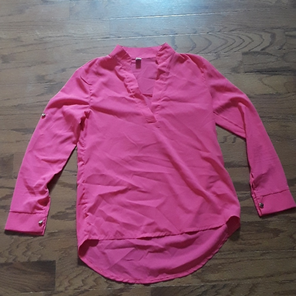 NWOT hot pink v-neck blouse